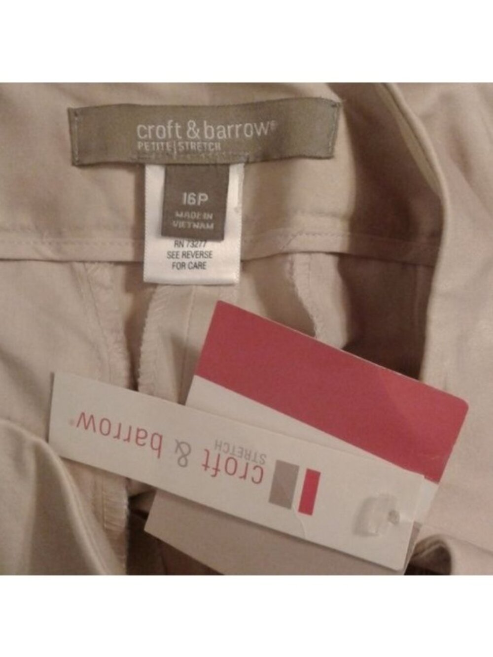 Croft & Barrow Size 16P Womens Khaki Capri Pants Petite Stretch New With Tags - Picture 7 of 8